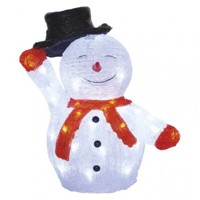 LED vianočný snehuliak s klobúkom, 36 cm, vonkajší aj vnútorný, studená biela,...